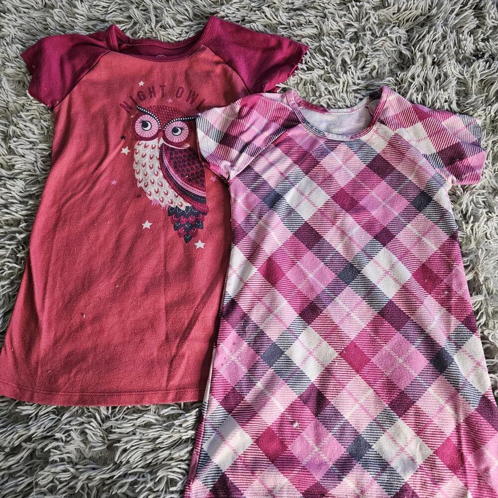 Wonder Nation Girls' XS (4-5) Short Sleeve Dress Set - Owl and Plaid